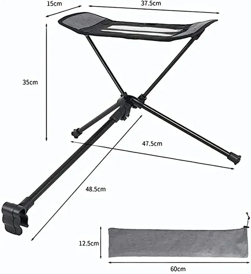 Portable Folding Retractable Footstool Leg Rest Camping Chair Kit for Lounger Swing Chair Moon Chair Beach Chair