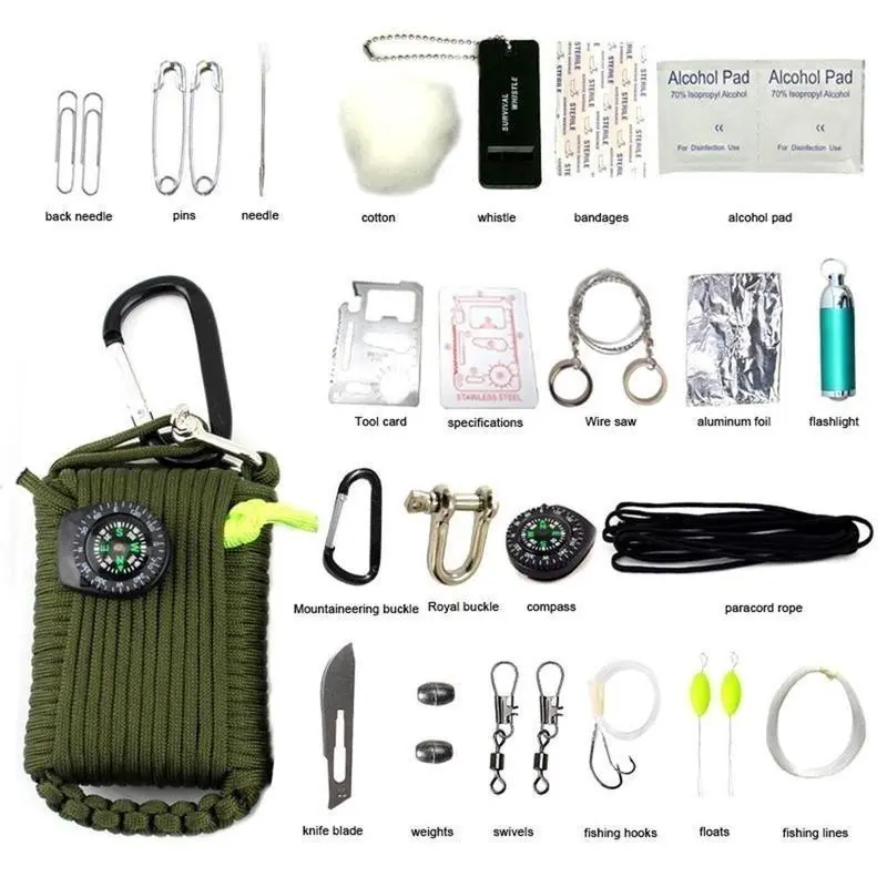 New 29 In 1 Professional Survival Kit Outdoor Travel Hike Field Camp Kit Emergency Portable Multifunctional Safe First Aid Tool