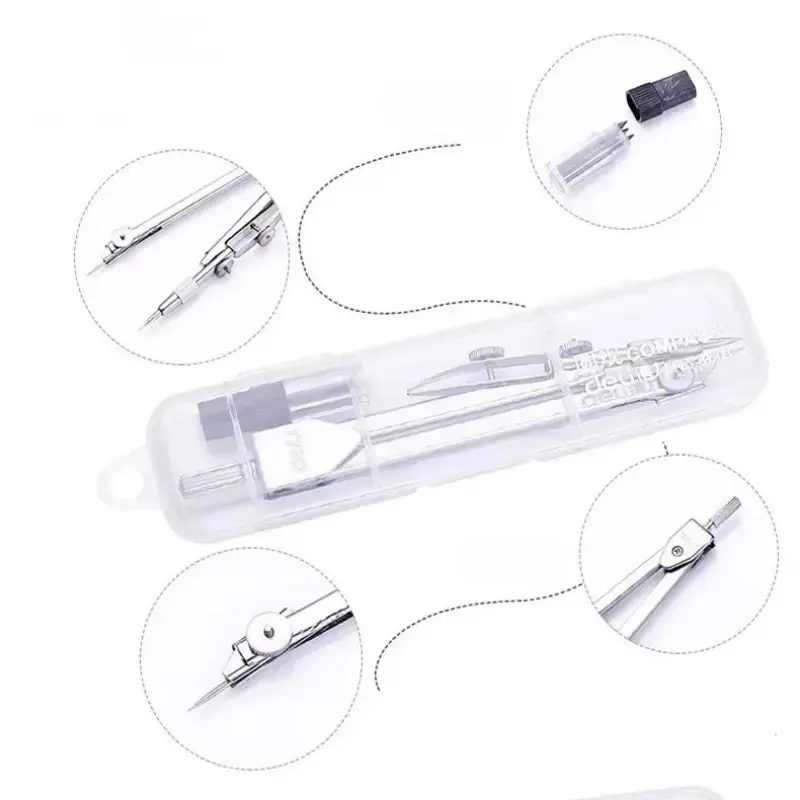 With Pencil Replacement Stationery Student Education Supplies Metal Drawing Tools Drawing Math Geometry School Compass Set