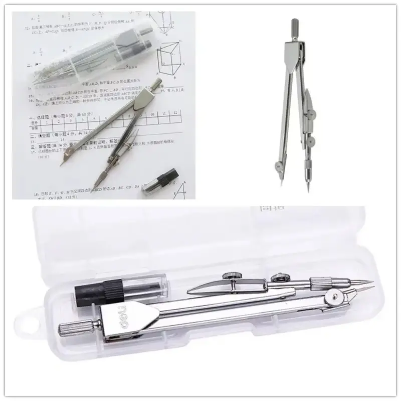 With Pencil Replacement Stationery Student Education Supplies Metal Drawing Tools Drawing Math Geometry School Compass Set