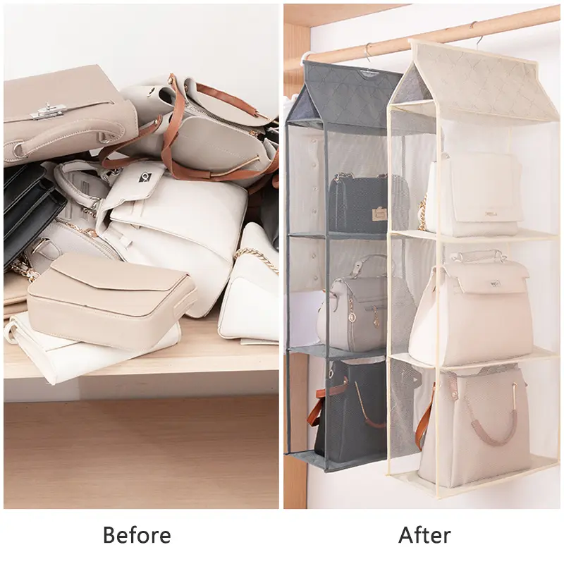 4-Dimensional Handbag Hanging Organizer Hanging Wardrobe Organizer Storage Hanging Bag Handbag Organizer for Closet Storage Bag