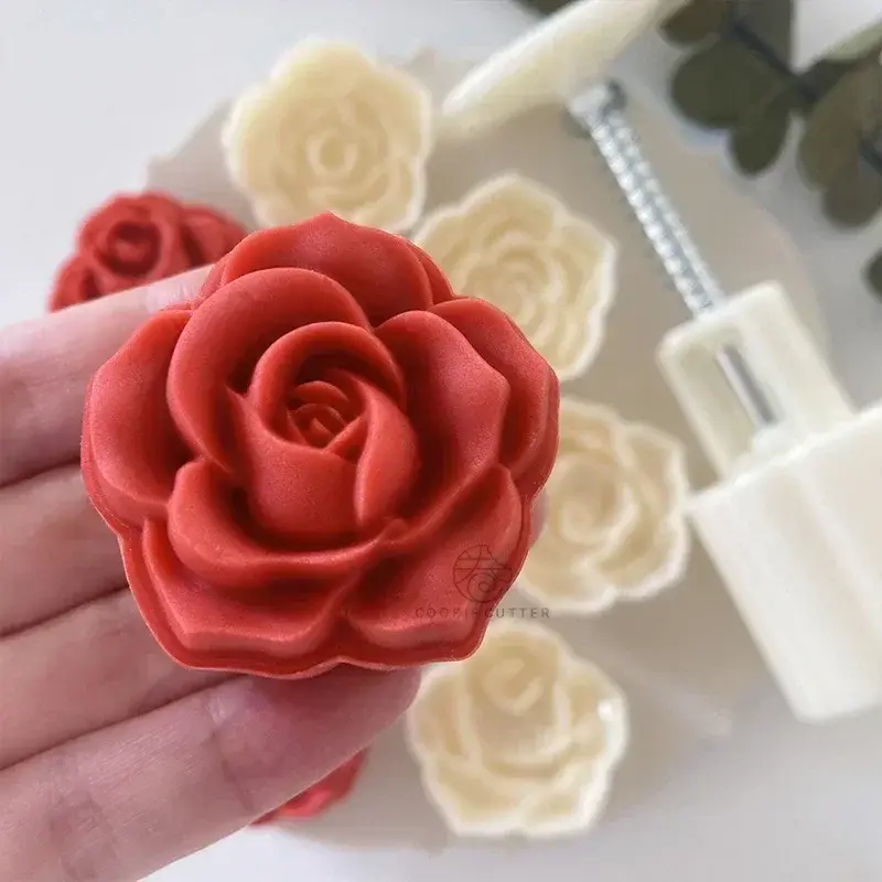 4pcs Flower Mold Pastry Mold Cherry Blossom Rose Pattern Hand Pressing Mold Plunger Pastry Tool Creative Flower Home Baking Tool