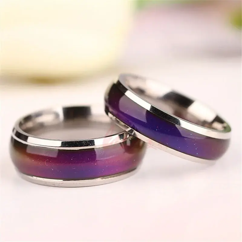 2Pcs Fashion Pretty Creative Heart Emotion Temperature Change Ring High Jewelry Emotional Ring Suitable Couple Souvenir Decor