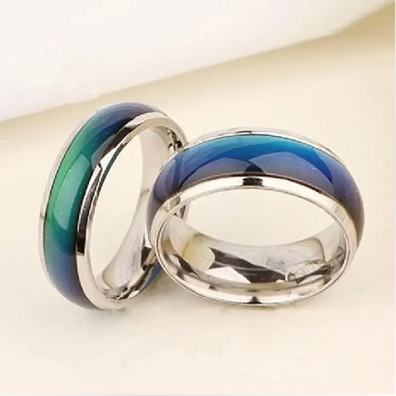 2Pcs Fashion Pretty Creative Heart Emotion Temperature Change Ring High Jewelry Emotional Ring Suitable Couple Souvenir Decor