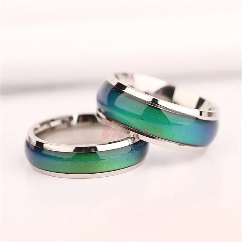 2Pcs Fashion Pretty Creative Heart Emotion Temperature Change Ring High Jewelry Emotional Ring Suitable Couple Souvenir Decor