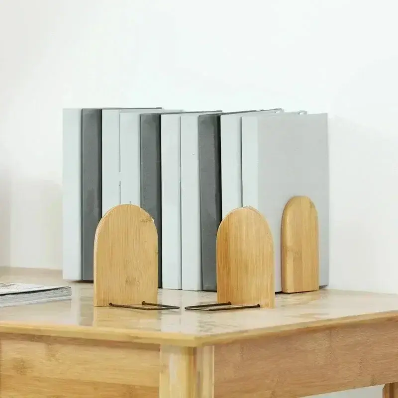 Nature Wooden Desktop Organizer Bookends Book Ends Stand Holder Shelf Bookrack