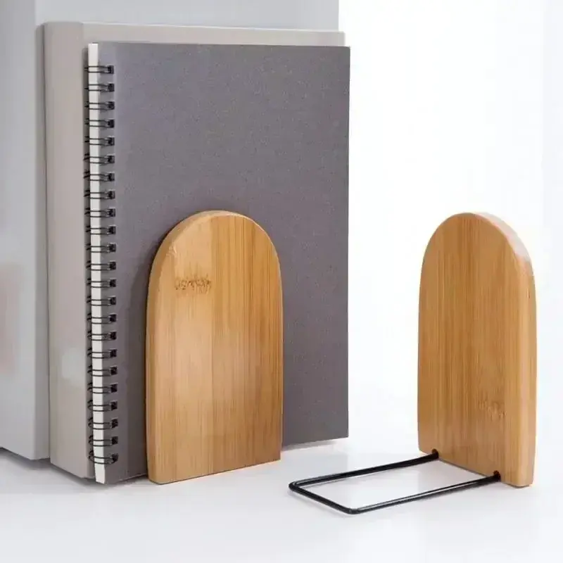 Nature Wooden Desktop Organizer Bookends Book Ends Stand Holder Shelf Bookrack