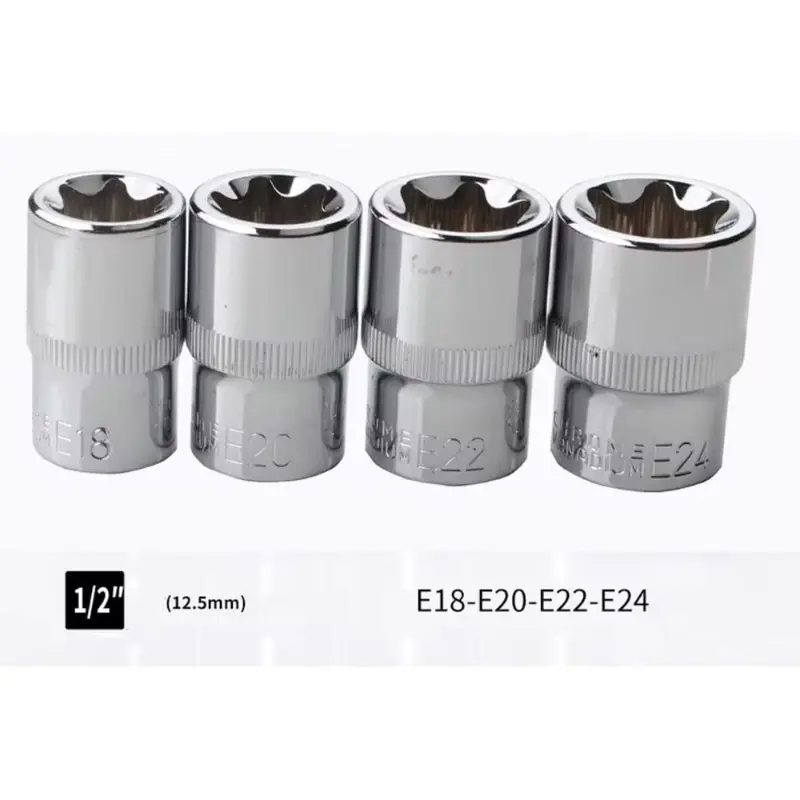 14PCS Female E-Torx Star Socket Set with Case 1/4, 3/8, 1/2 in. Drive External Star Socket Set E4-E24 Torque Socket Set
