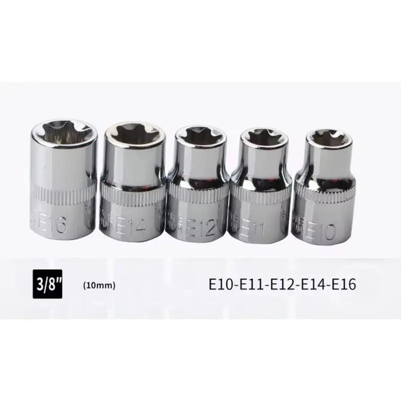 14PCS Female E-Torx Star Socket Set with Case 1/4, 3/8, 1/2 in. Drive External Star Socket Set E4-E24 Torque Socket Set