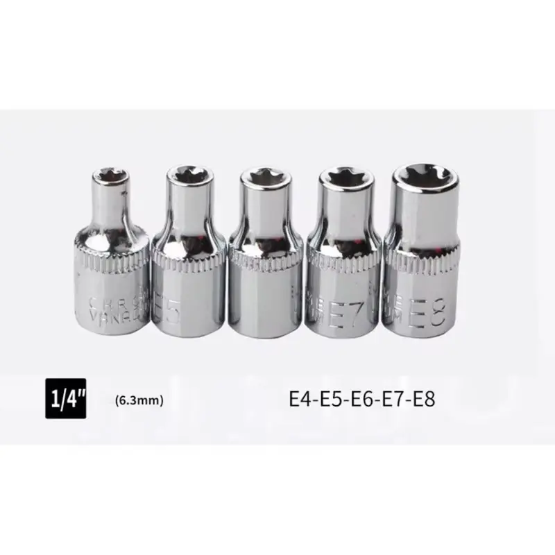 14PCS Female E-Torx Star Socket Set with Case 1/4, 3/8, 1/2 in. Drive External Star Socket Set E4-E24 Torque Socket Set