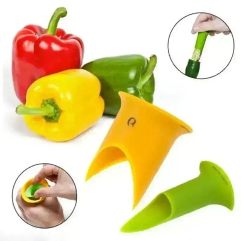2025 New 2Pcs/Set Kitchen Pepper Tomato Pepper Pedicel Corers Slicer Pepper Seeded Remover Device Fruit Vegetable Seed Remover