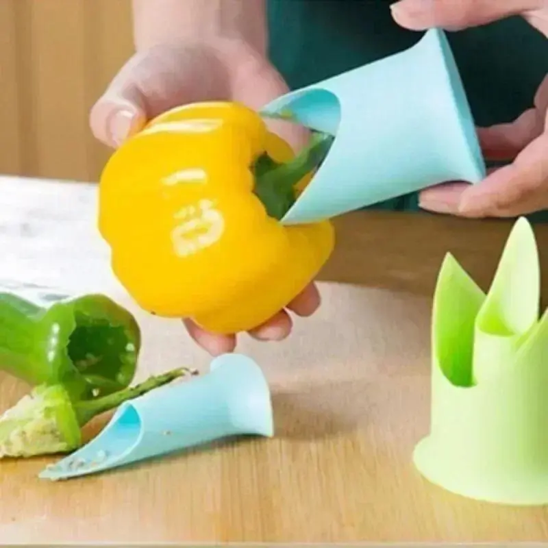 2025 New 2Pcs/Set Kitchen Pepper Tomato Pepper Pedicel Corers Slicer Pepper Seeded Remover Device Fruit Vegetable Seed Remover