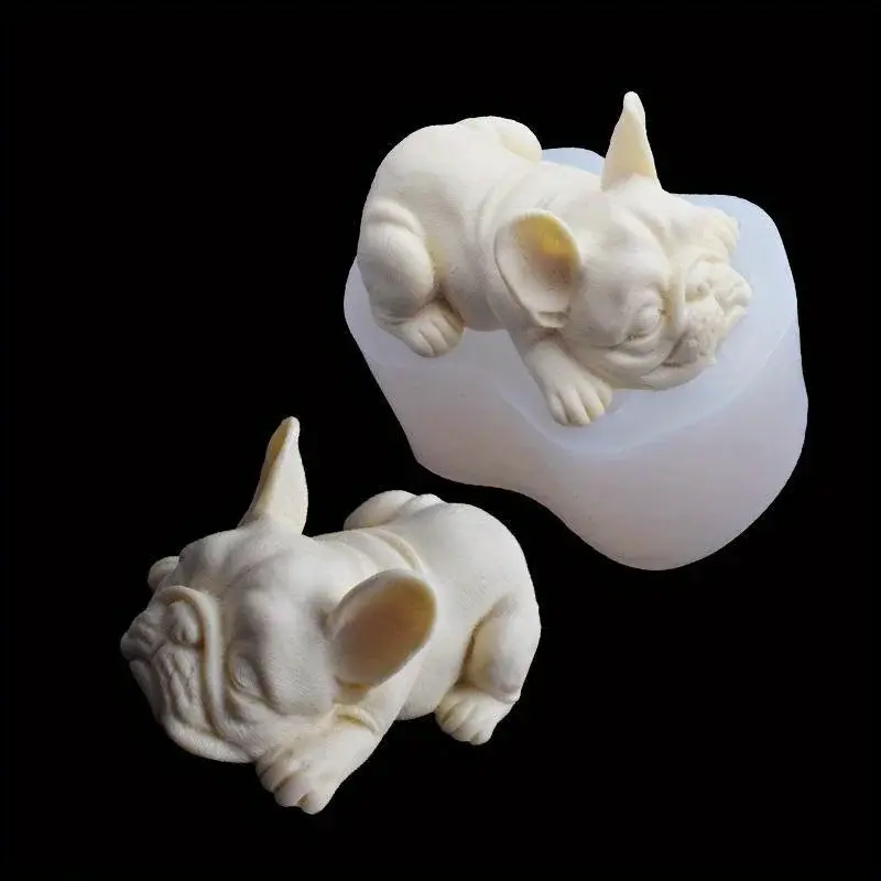 New DIY Silicone Mold For Bulldog Figurine Creative Green Resin Bulldog Craft Loved By Handicraftsmen Home Baking Molds Supplies