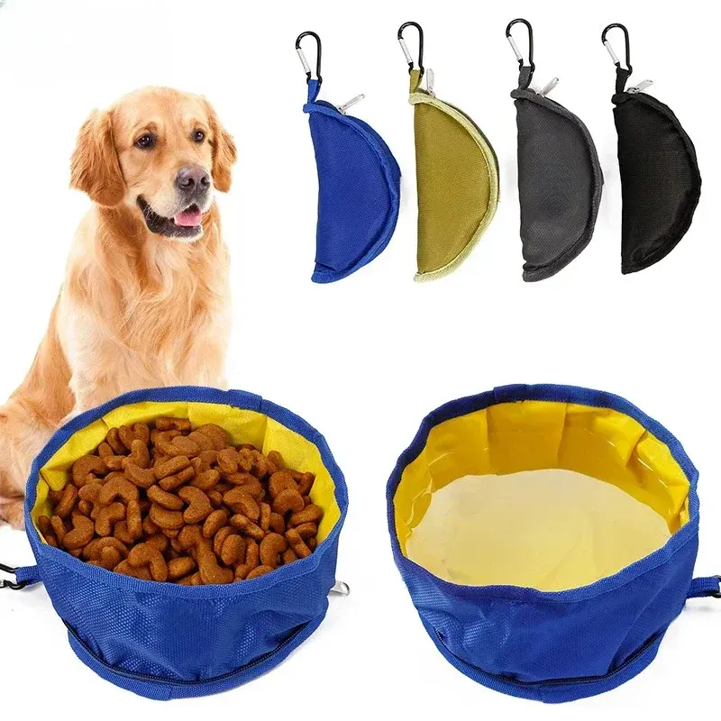 1100ML Large Capacity Dog Drinking Water Container Foldable Dog Water Bowl Food Storage Bag Outdoor Hiking Folding Pet Bowl