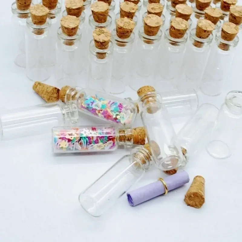 5/10 Pcs 1mL Mini Small Tiny Clear Cork Stopper Glass Bottles Ornaments Crystal Bottle Candle Jar Glass Bottles