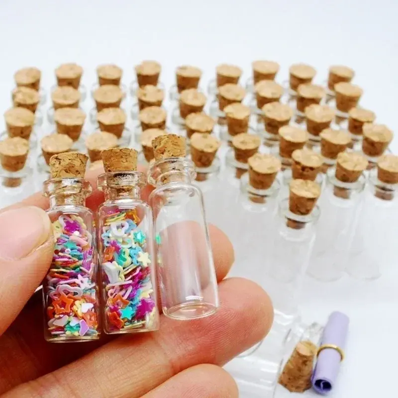 5/10 Pcs 1mL Mini Small Tiny Clear Cork Stopper Glass Bottles Ornaments Crystal Bottle Candle Jar Glass Bottles
