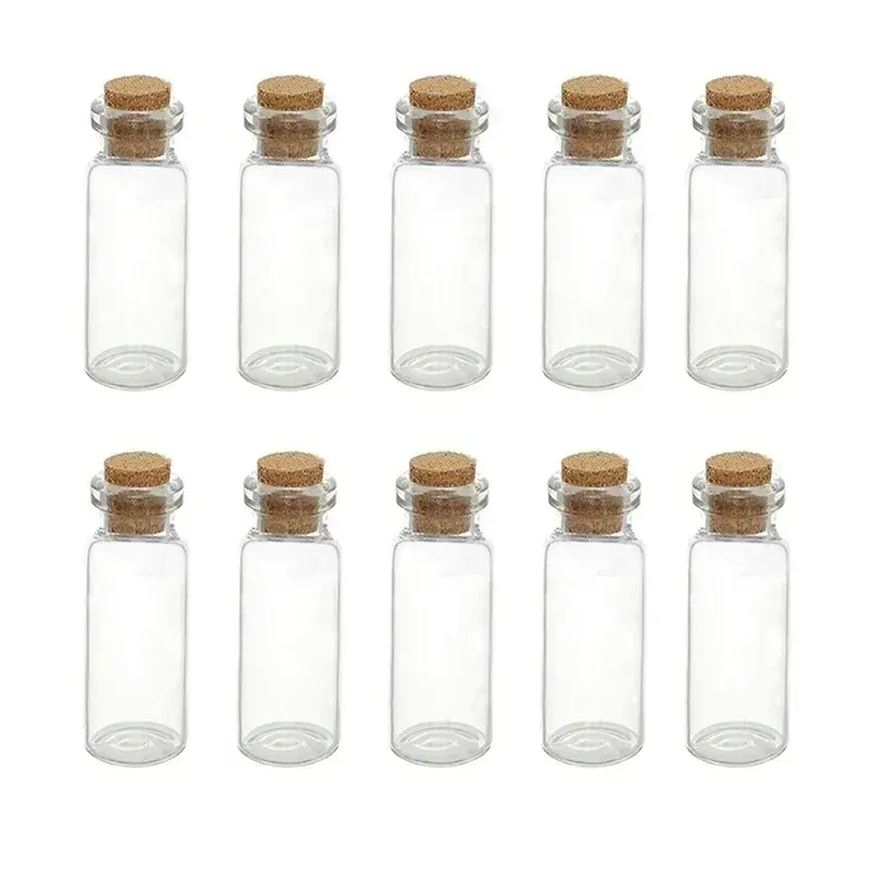 5/10 Pcs 1mL Mini Small Tiny Clear Cork Stopper Glass Bottles Ornaments Crystal Bottle Candle Jar Glass Bottles