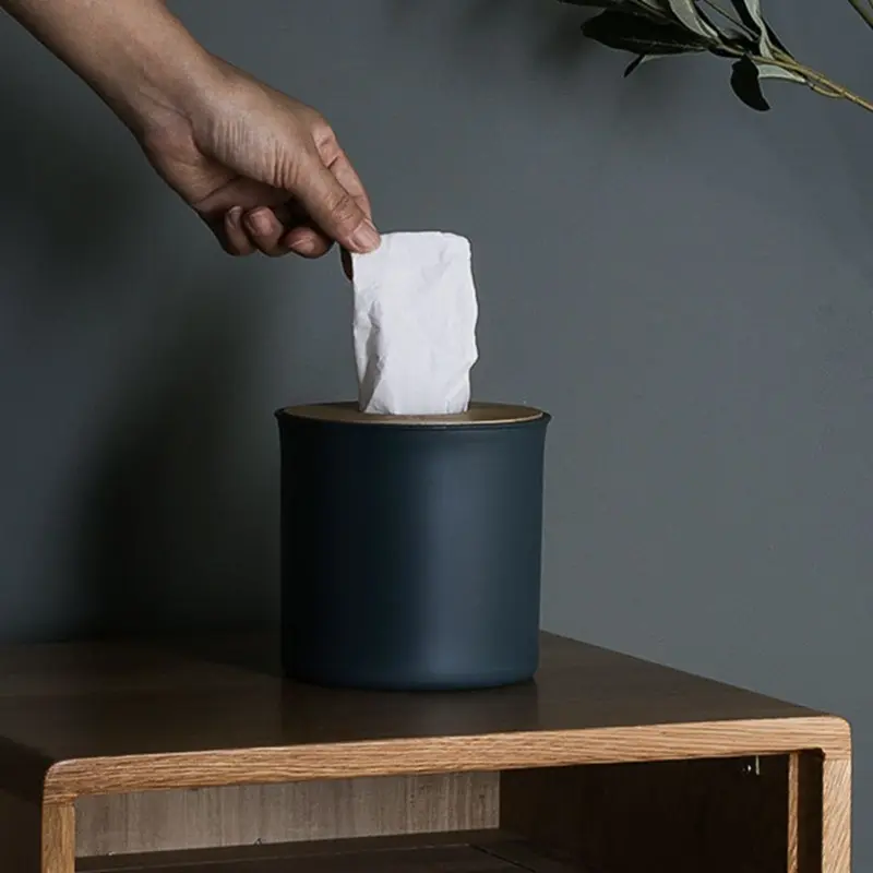 Round Tissue Box Plastic Paper Holder Roll Paper Napkin Accessories Household Hotel Car Paper Holder Desk Accessories