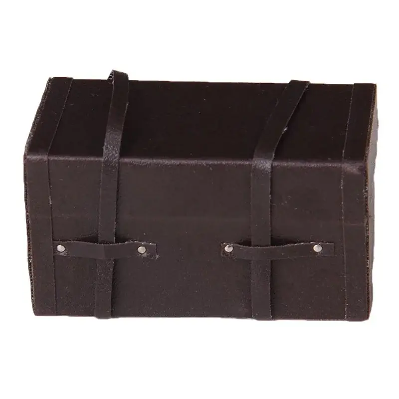 1/12 Dollhouse Miniature Vintage Leather Wooden Suitcase Mini Luggage