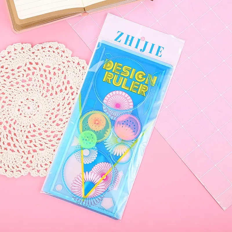 New Geometric Rule Washable Drawing Painting Graphics Stencils Scale Template Sets For Kid Craft School Project Random Color