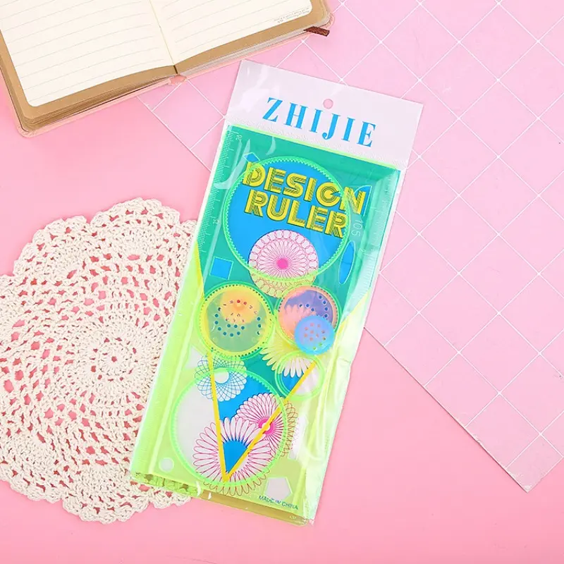 New Geometric Rule Washable Drawing Painting Graphics Stencils Scale Template Sets For Kid Craft School Project Random Color
