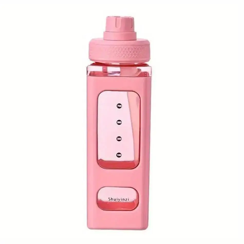 700/900ml New Simple Design Student Juice Tea Water Cup Summer With Straw Clear Scale Plastic Water Bottle Portable Drinking Cup