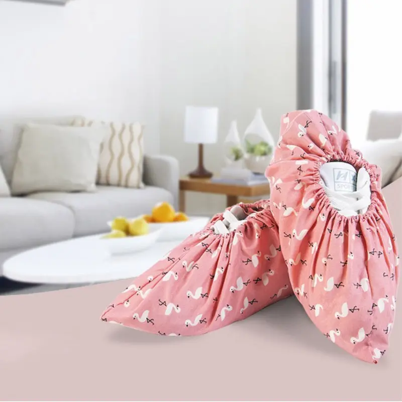 1Pcs Practical Swan Decor Waterproof Shoe Covers Indoor Washable Elastic Adult Dustproof Cloth Cover Shoes Household Accessories