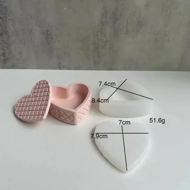 Double Heart Shaped Container Epoxy Resin Mold Heart Shaped Concrete Silicone Storage Box Crystal Epoxy Resin Mold Jewelry Box