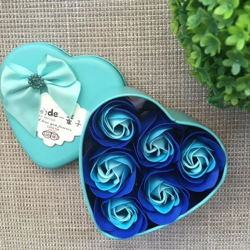 1Set/6pcs Soap Flower Heart-shaped Artificial Handmade Flower Home Decoration Wedding Supplies Valentine's Day Creative Gift