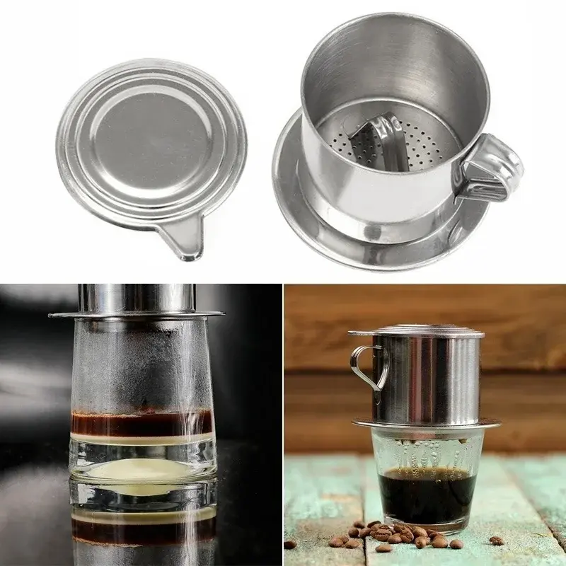 Stainless Steel Coffee Filter Infuse Cup Vietnamese Coffee Dripper Maker Pot Portable Coffee Drip Strainer Home Kitchen Tools