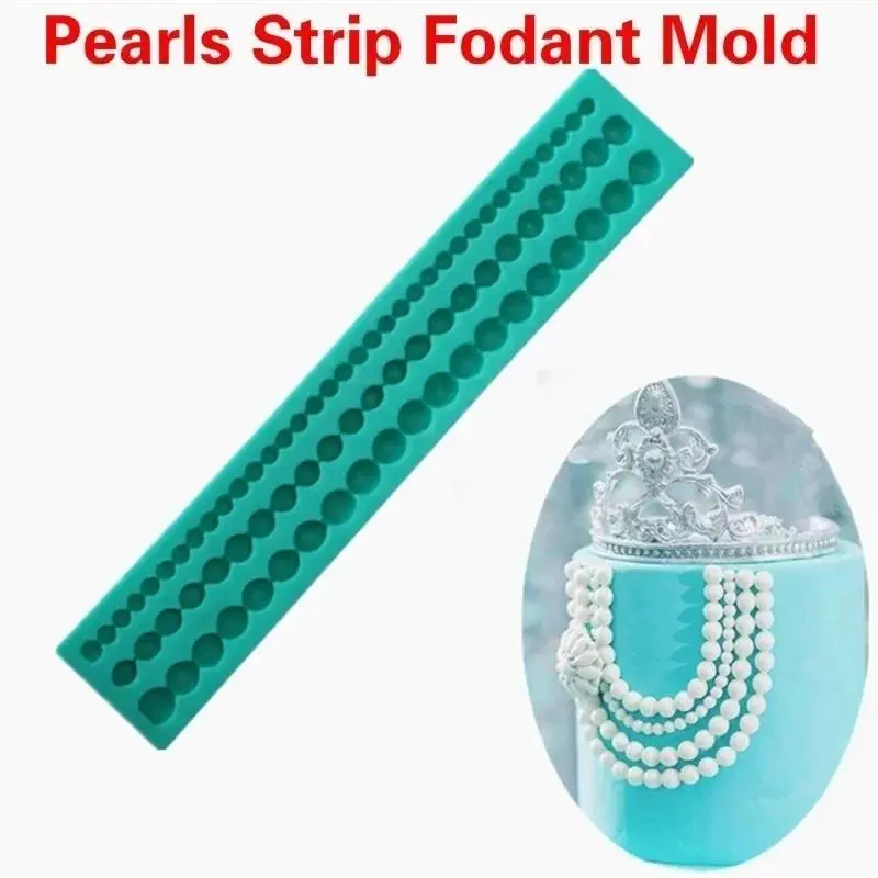 Practical Long Pearls Shape Cake Decorative Mold Suitable Kids Brithday Cake Silicone Mold Home Kitchen Fondant Baking Accessory
