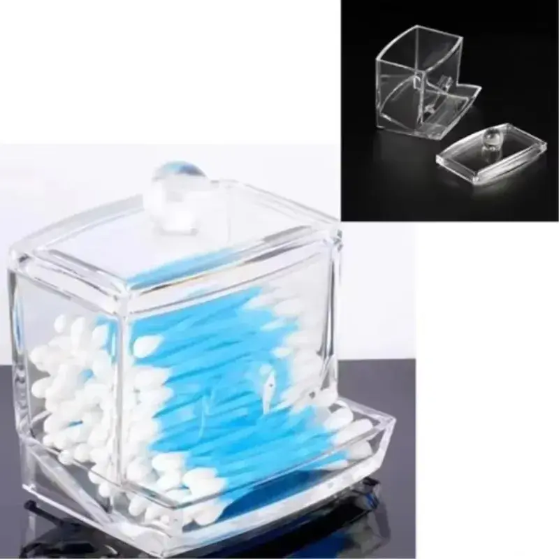 Transparent Cosmetic Cotton Box 1Pc Transparent Acrylic Cotton Swab Box Cosmetic Cotton Storage Box Table Sample Storage Box