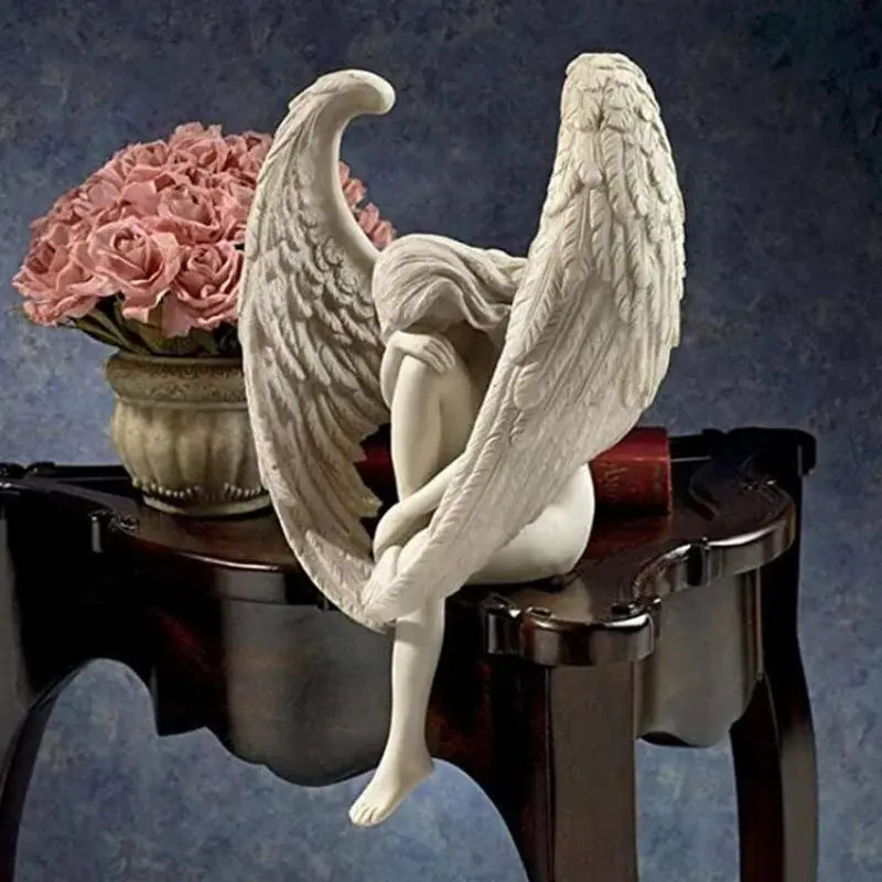 Small Creative Sculpture Ornaments Redemption Angel Statue Jewelry Redemption Statue Religious Garden Home Decor