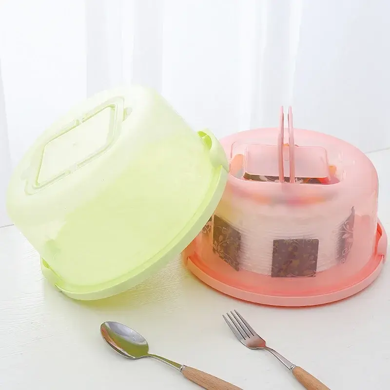 PP Transparent Round Fresh-keeping Storage Boxs Portable Portable Plastic Cake Box 8-inch Birthday Cake Baking Box Home Kitchen