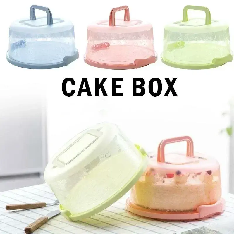 PP Transparent Round Fresh-keeping Storage Boxs Portable Portable Plastic Cake Box 8-inch Birthday Cake Baking Box Home Kitchen