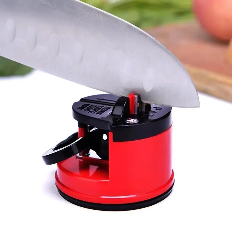 Hot Sale Portable Red Suction Cup Sharpener Tools Suitable House Kitchen Friut Cut-knife Tool Outdoor Home Sharpener Accessories