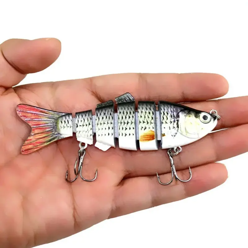 1pc Fishing Lure  Fishing Bait Fishing Lure 5 Segments Crank 3D Eyes Fish Shape Tackle Hook