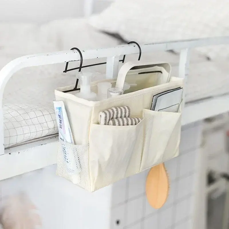 New Storage Basket Hanging Storage Rack Bed Remote Control Bookshelf Dormitory Storage Bag Stand with Hook Bedside Pocket