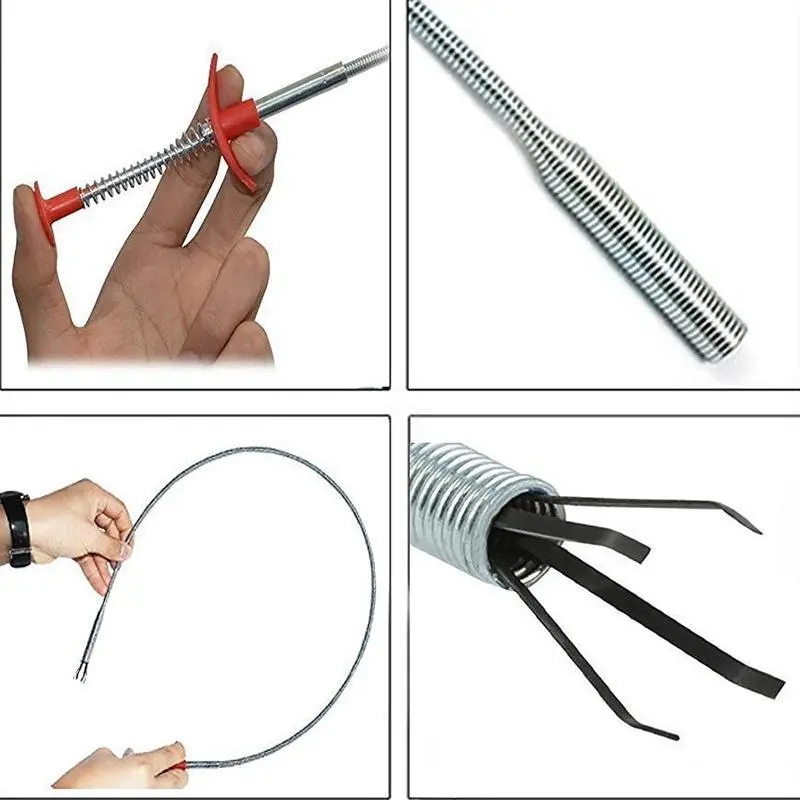 60cm Flexible Grabber Claw Pick Up Reacher Practical Screw Drain Sink Pick Up Tool Bendable Hose Hair Drain Clog Remover Tool