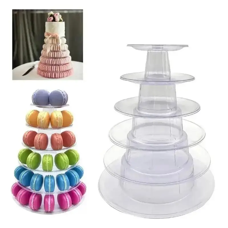 New 6-Tiers Cake Display Stand Cupcake Tower Rack Cake Stands PVC Tray For Wedding Birthday Cake Decorating Tools Bakeware