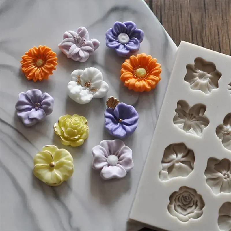 Creative Diy Pretty Mini Rose Flowers Mold Lovely Sunflower Cake Chocolate Mould Different Flower Combinations Kitchen Cook Tool