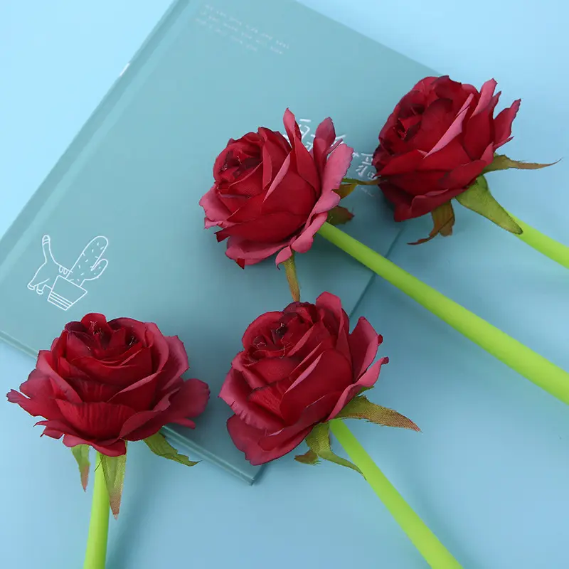 New 1Pcs Rose Flower Silicone Gel Pen Simulation Valentine's Day Gift Sign Water Pens Student Office School Writing Stationery