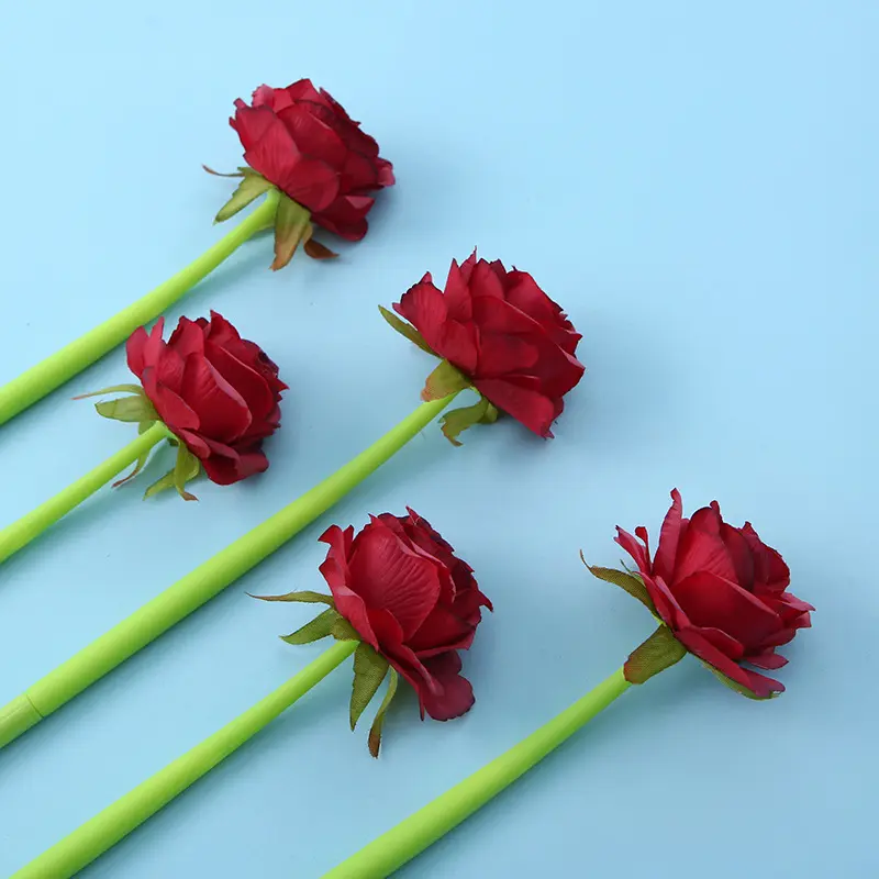 New 1Pcs Rose Flower Silicone Gel Pen Simulation Valentine's Day Gift Sign Water Pens Student Office School Writing Stationery