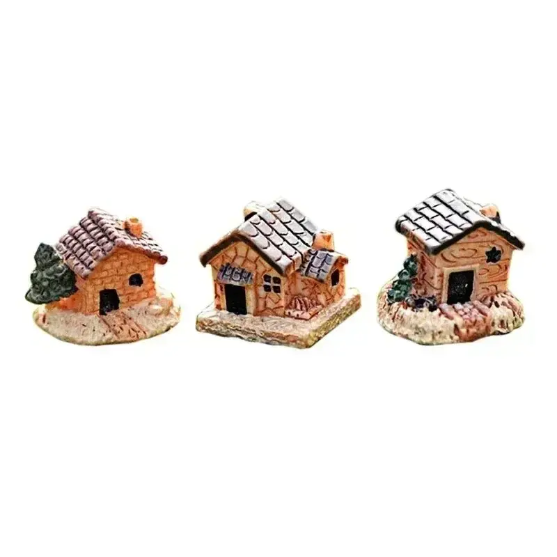 Home Desktop Small Crafts Mini Statues Doll House Stone House Garden Decoration Micro Landscape Garden Hut Miniature Resin
