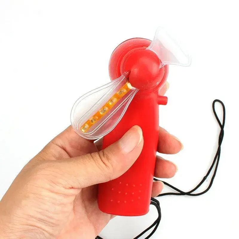 Mini Cute Electric Fan Luminous Toy Colorful Light Windmill Fan Random Colors