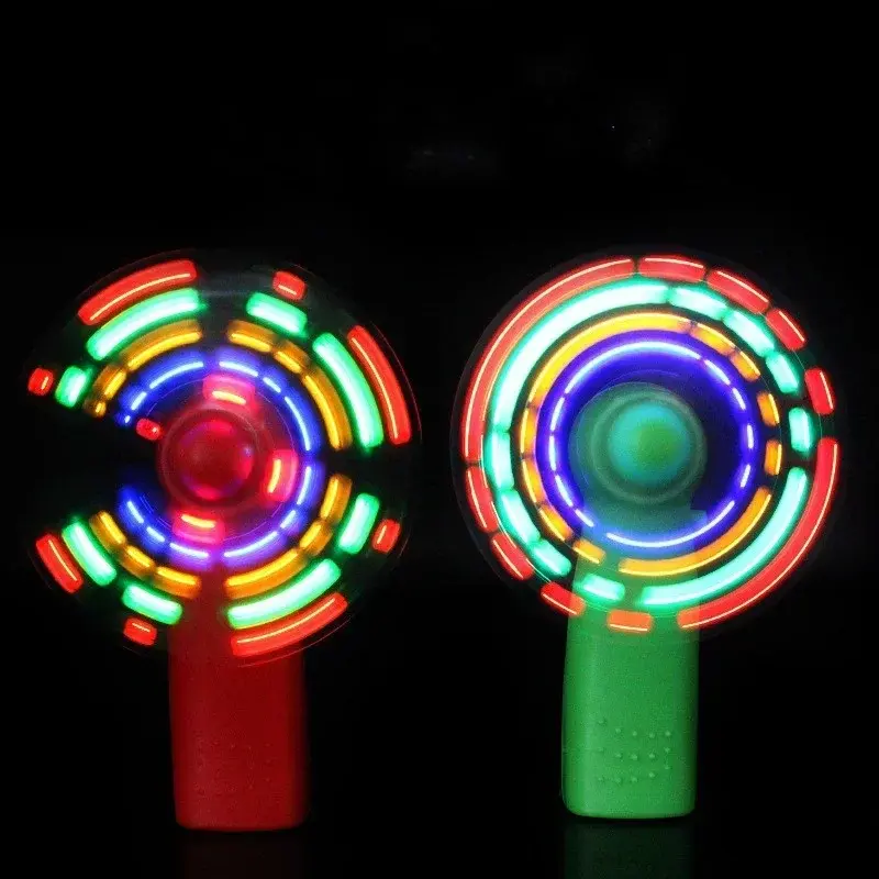 Mini Cute Electric Fan Luminous Toy Colorful Light Windmill Fan Random Colors