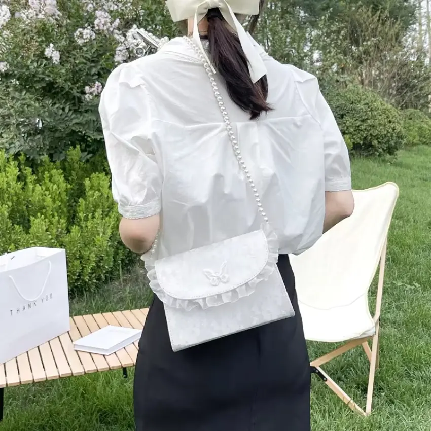 1 Pcs New Fashion ladies Bag Summer Net Red Pearl Chain One Shoulder Small Bag Fashiona And Gentle Style Temperament Small Bag