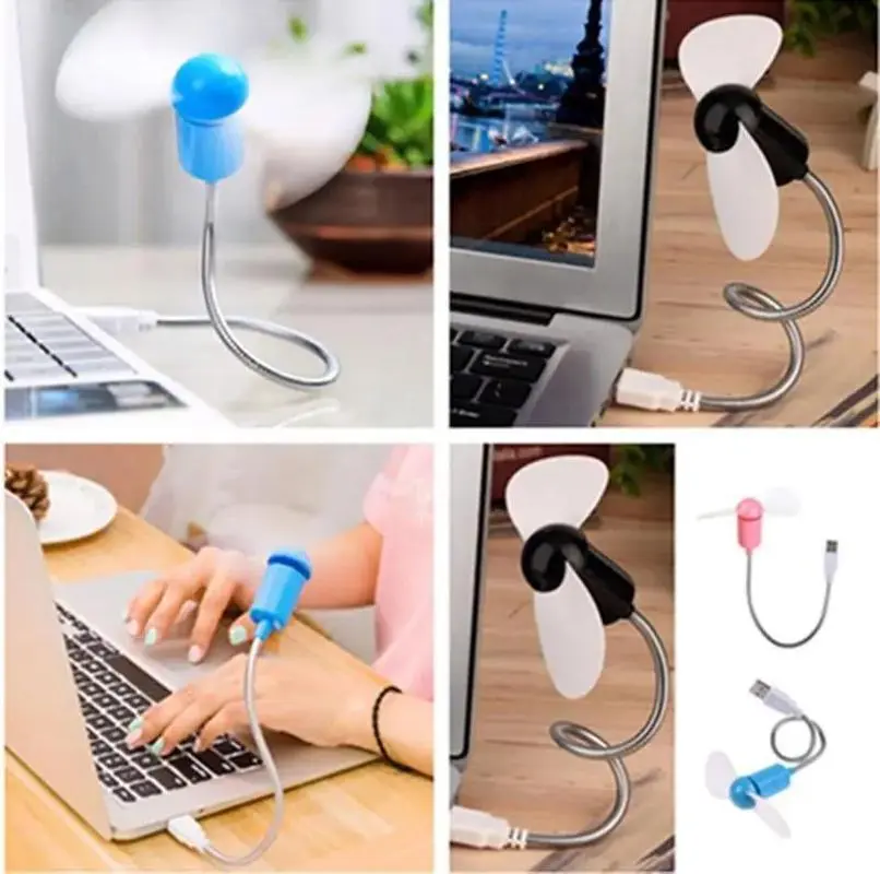 Flexible USB Mini Cooling Fan Cooler For Laptop Desktop PC Computer Random Color Folding Fan Suitable Home Decoration Supplies