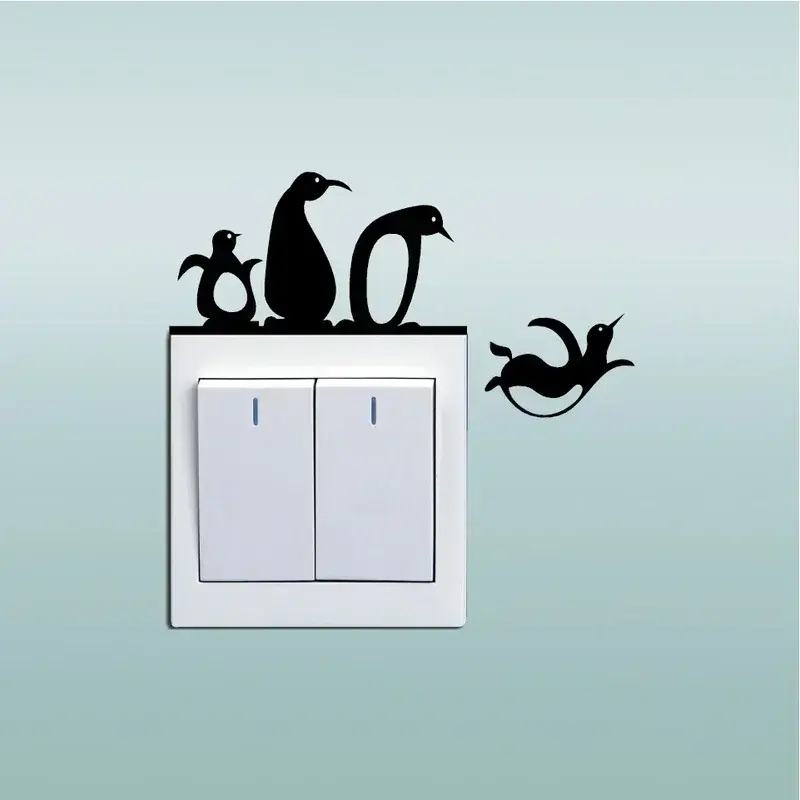 2024 Hot Selling Cute Penguin Switch Sticker Personality Funny Animal Wall Decoration PVC Graffiti Wall Sticker Self-adhesive