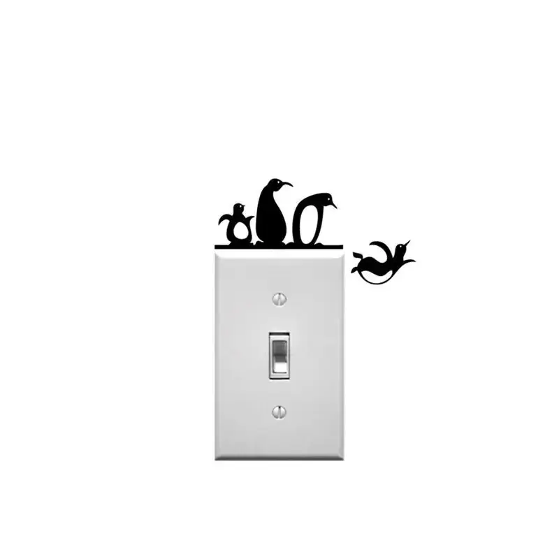 2024 Hot Selling Cute Penguin Switch Sticker Personality Funny Animal Wall Decoration PVC Graffiti Wall Sticker Self-adhesive